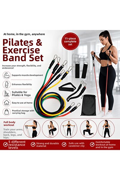 LOACANDLECO 11 Piece Pilates Exercise Resistance Bands Set Fitness Sport Band...