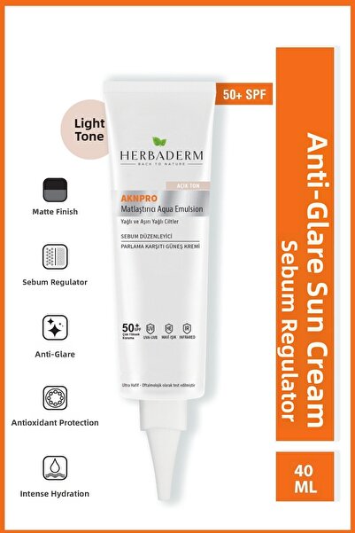 Herbaderm كريم 40 مل بعامل حماية من الشمس SPF 50 - مضاد لحب الشباب والدهون، و...