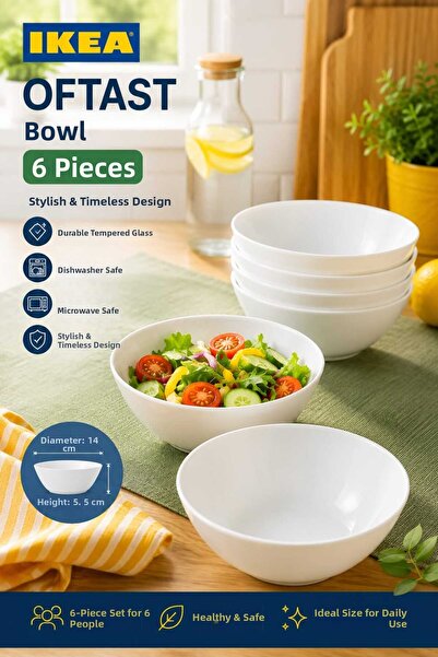 IKEA Akdeni̇z 6 Piece Bowl Tempered Glass