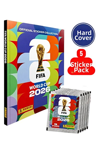 Panini ألبوم ملصقات غلاف صلب لكأس العالم لكرة القدم 2026 + 5 حزم من الملصقات ...
