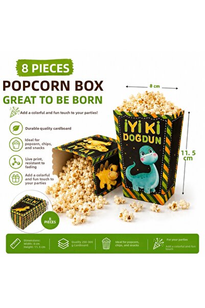 Behind party store 8 Pcs Dinosaur Themed Corn Box Happy Birthday Popcorn Box ...