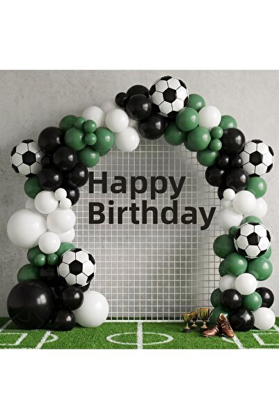 turkuaz parti Football Concept Balloon Set of 65, Football Foil Balloon, Blac...