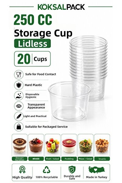 Köksal Pack 20 Pieces 250 Cc Bodega Bowl Without Lid Hard Plastic Transparent...