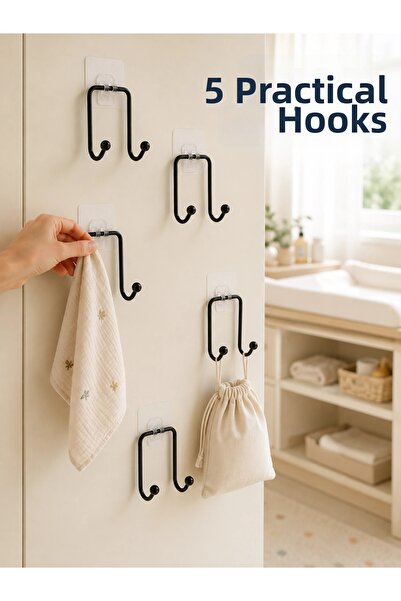 shopwave 5-Piece Wall-Mounted Adhesive Hanger Practical Home and Living Space...
