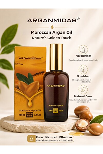 Arganmidas Moroccan Argan Oil 100 ml – Multi-Purpose Natural Care Oil for Hai...