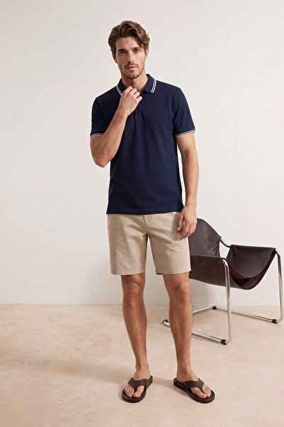 Trendyol Collection Tricou cu guler polo, cu bandă, din tricotaj elastic, cul...