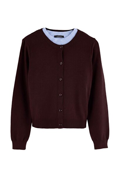 Trendyol Collection Wardrobe Essentials Brown Baby Blue Knitwear Blouse-Cardi...
