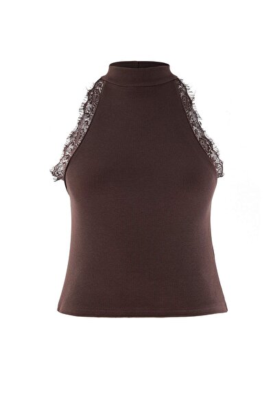 Trendyol Curve Brown Camisole Knitted Plus Size Blouse