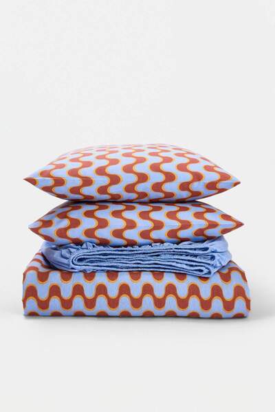 TRENDYOLMİLLA HOME Double Retro Themed Elastic Sheet Duvet Cover Set