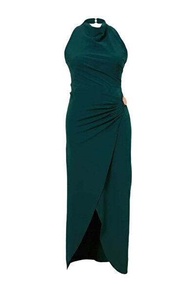 Trendyol Curve Emerald Green Woven Plus Size Dress Tbbss26Ah00324