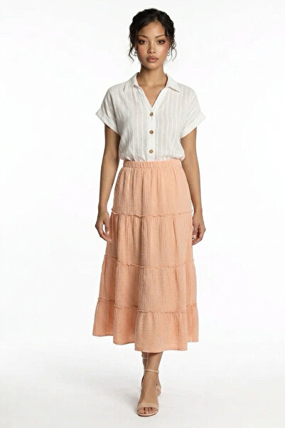 By Saygı Γυναικεία μακριά φούστα μουσελίνα με ελαστική μέση