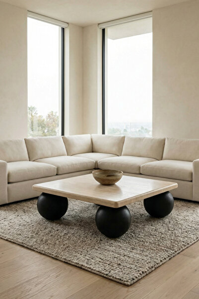 Latanwood Travertine Ahşap Orta Sehpa