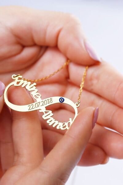 Silvano Jewelry 925 Ayar Gümüş Iki Isimli Sonsuzluk Kolyesi