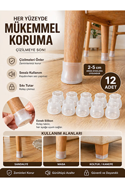 Special Action 12 Adet Silikon Masa Sandalye Koruyucu Masa Sandalye Kaydırmaz...