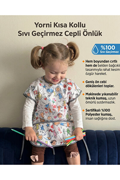 yorni 2 Adet, 3-6 Yaş Family KISA Kollu Belden BAĞCIKLI ve Boyundan Cırtlı Ço...