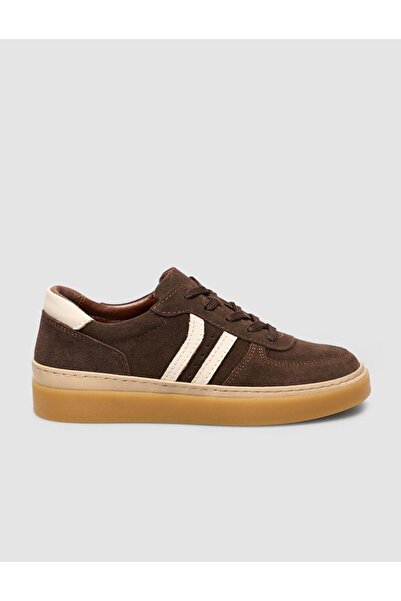 Cabani Brown Suede Striped Women's Sneakers