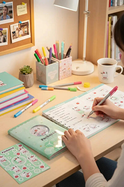Miniso Sanrio Lisanslı Pochacco Renkli Yaz Serisi Sert Kapak Sallantılı Not D...