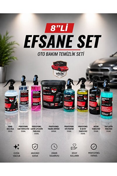 ROX KİMYA 8”li Efsane Set Oto Bakım Temizlik Seti Siyah Kovalı