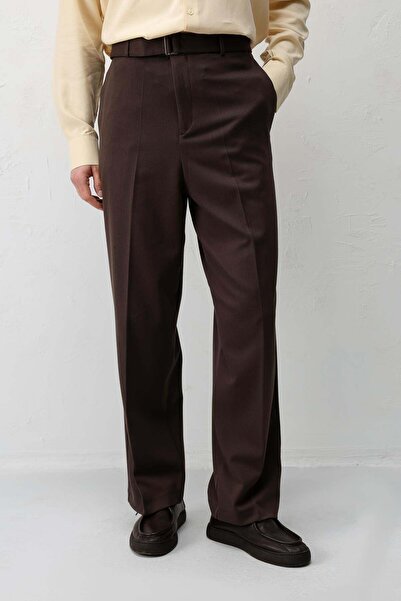 Antioch Kahve Relaxed Fit Kemerli Erkek Pantolon