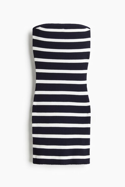 H&M Lastik Örgülü Bandeau Elbise