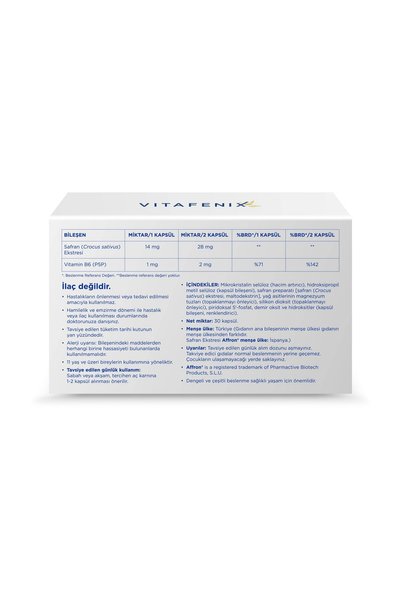 Vitafenix Safran 30 Kapsül