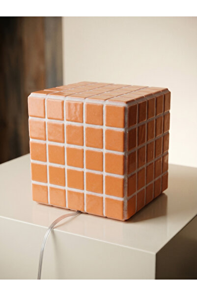 Vetro Studio Cam Mozaik Küp Aydınlatma 14x14 cm El Yapımı Modern Dekoratif Am...