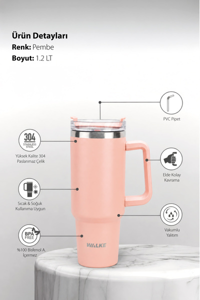 Walke Luxury Pipetli Bardak Termos 1.2 Litre