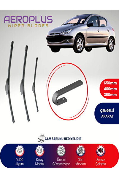 Aeroplus Peugeot 206 1998-2009 Ön Arka Muz Silecek Takımı