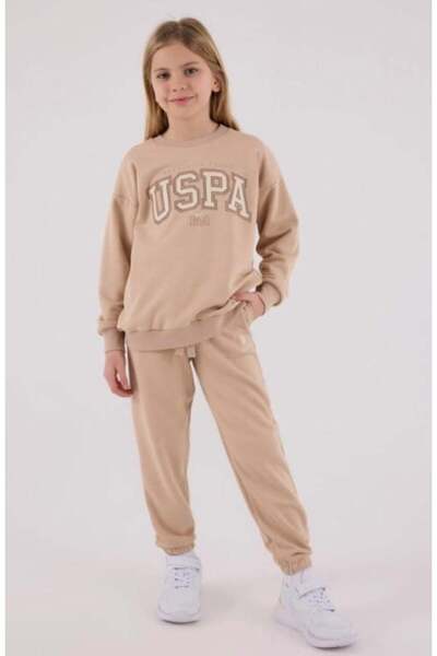 U.S. Polo Assn. U.S. Polo Assn. Girl's Long Sleeve Sweatshirt Set with Letter...