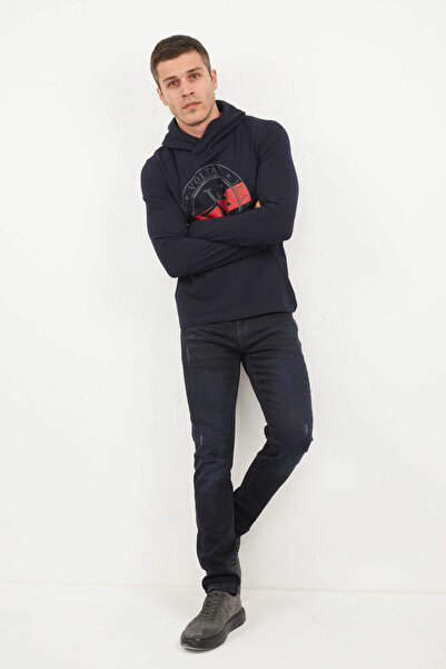 Voltaj Rio Hooded Men's Sweatshirt Navy Blue