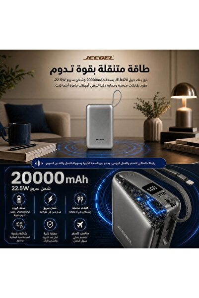 Jeebel 20000Mah Fast Charging Power Bank with 22.5W Quick Charge