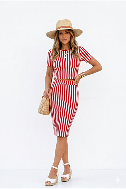 Asil Collection New Striped Skirt Suit High Quality