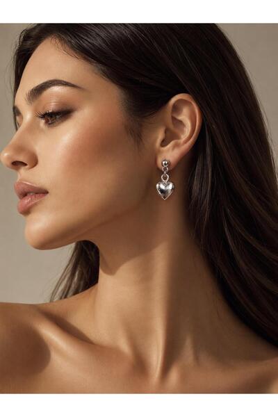 Mon Reve Honey Kalp Charm Gümüş Kaplama İğneli Küpe