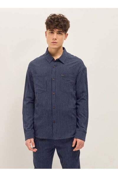 The Bear House Men's Navy Pinstripes Regular Fit Casual Shirt for Every Occasion