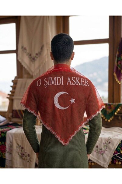 Azpoy işlemeli o şimdi asker omuz şalı