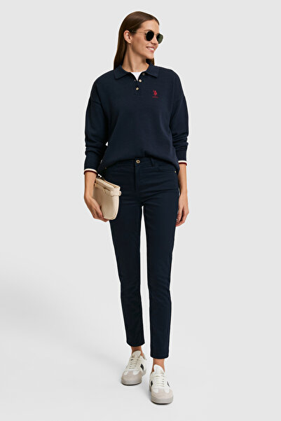 U.S. Polo Assn. Pantaloni de damă din pânză bleumarin 50309156-VR033