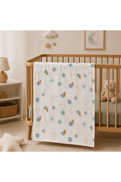 Minty Müslin Bebek  Çocuk Pikesi Ve Ter&ağız Silme Bezi Seti Beyaz - Mint - Sarı