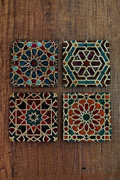 Begoloni Stone Decor طقم قواعد أكواب من الحجر الطبيعي، 4 قطع مقاس 10x10x1 سم ...