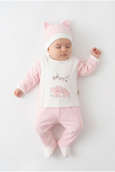 Melish Bebe طقم زيبين مخملي مطبوع عليه سنجاب