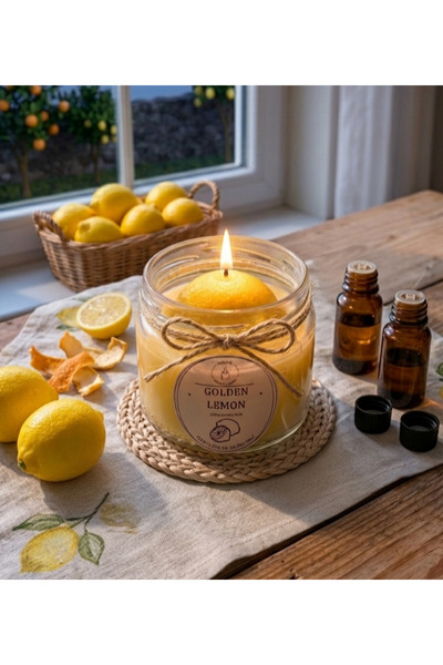 Genel Markalar Golden Lemon Limon Kokulu Dekoratif Kavanoz Mum