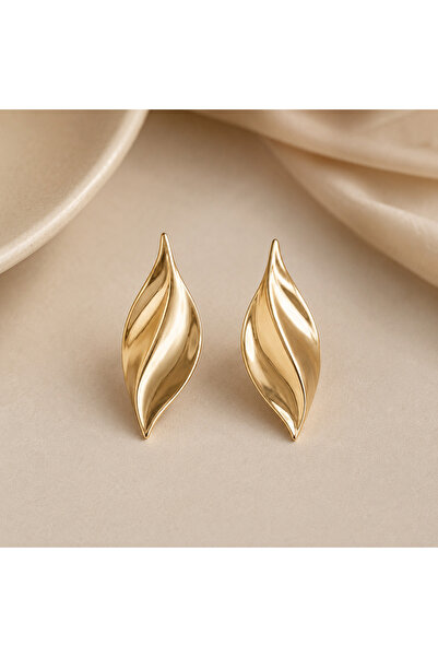 Selay Accessory أقراط ذهبية كبيرة الحجم بتصميم موجي بسيط/ فولاذ مقاوم للصدأ