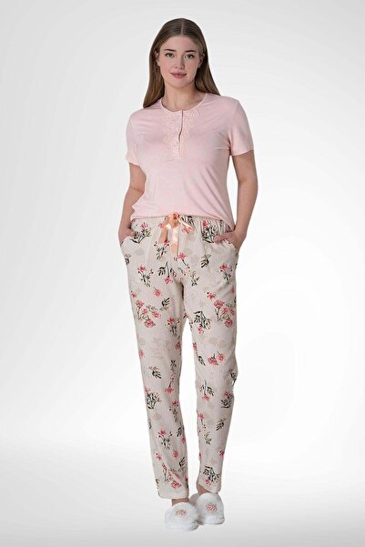 Mecit Pijama Mecit 6058 Pudra Kadın Pijama Takımı