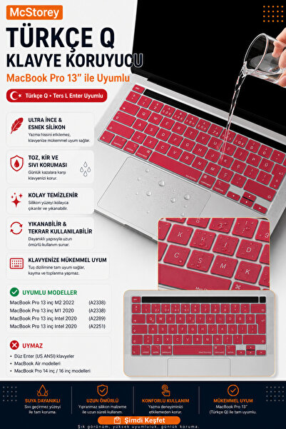Mcstorey Macbook Pro Kılıf 13inç M1-m2 Klavye Koruyucu (TÜRKÇE Q) A2338 A2251...