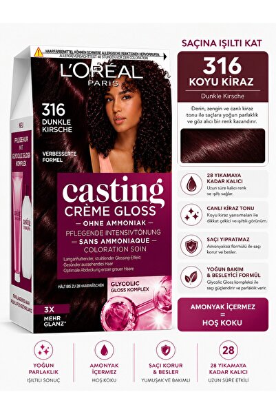 L'Oreal Paris Casting Crème Gloss 316 Koyu Kiraz Amonyaksız Saç Boyası