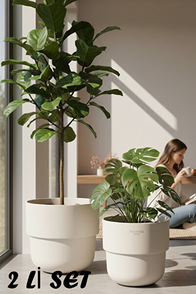 TEMMUZ HOME No1 No 2 Kuple Premium Set Modern Tasarım Saksı -Salon Balkon Ofi...