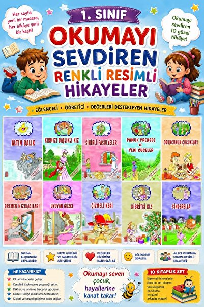 Ata Yayıncılık 1. Sınıf Okumayı Sevdiren Renkli Resimli Hikayeler 14- 10 Kitap