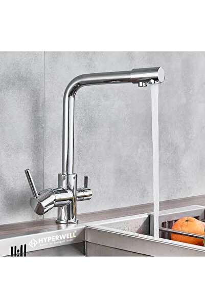 Hyperwell 3 Girişli Mutfak Bataryası - 3 Yollu Musluk 3 Fonksiyonlu Musluk - ...