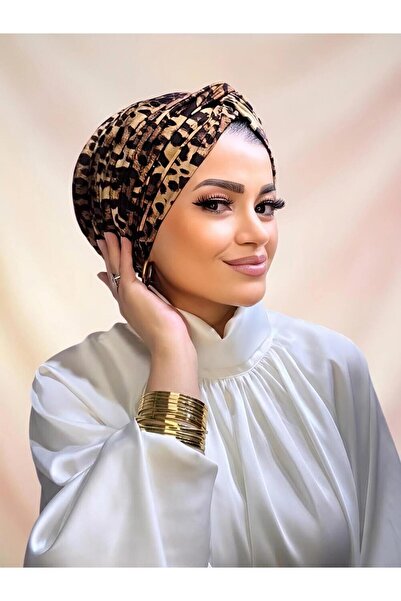 Moda Nurhan Leopar Dolgulu Düğüm Bone