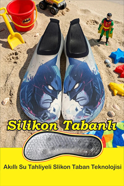 Sea&Blue Batman Patterned Non-Slip Silicone Sole Children's Sea Shoes - Beach...