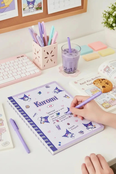 SANRIO Lisanslı Kuromi Retro Koleksiyonu A5 Spiral Telli 80 Sayfa Defter
